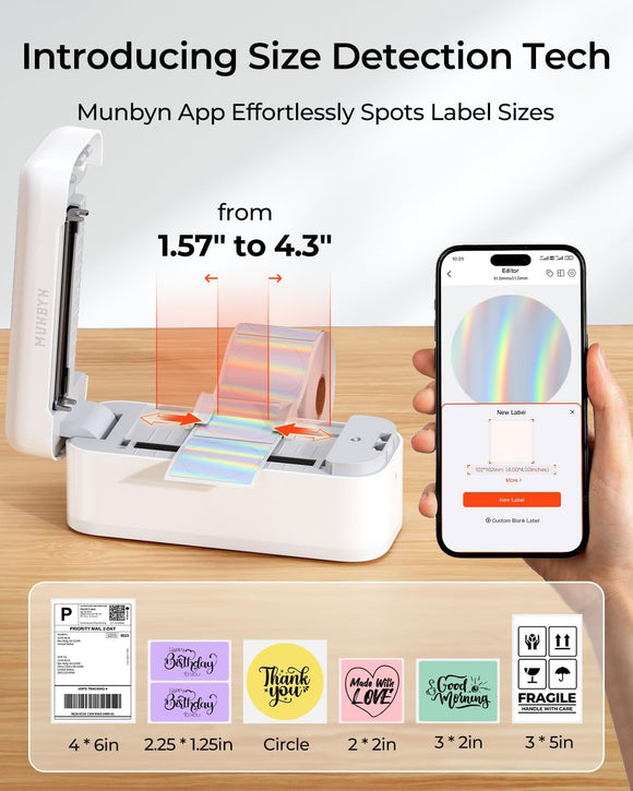 MUNBYN Bluetooth Etikettendrucker Label Printer 4x6 Labeldrucker Thermodrucker