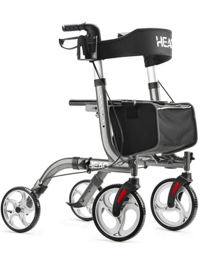 HEAO Rollator Gehhilfe für Senioren mit Sitz 150 kg Klappbar Rückenlehne Grau