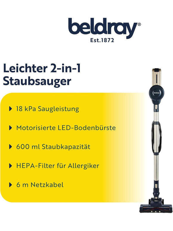 Beldray Airxcel Turbo 2in1 Staubsauger Handstaubsauger 600W 22,2V 18 kPa