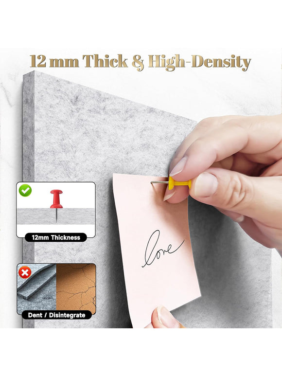 6x Filz-Pinnwand mit 60 Pins 12 mm dick Pinwand Korkwand Selbstklebend 30x30 cm