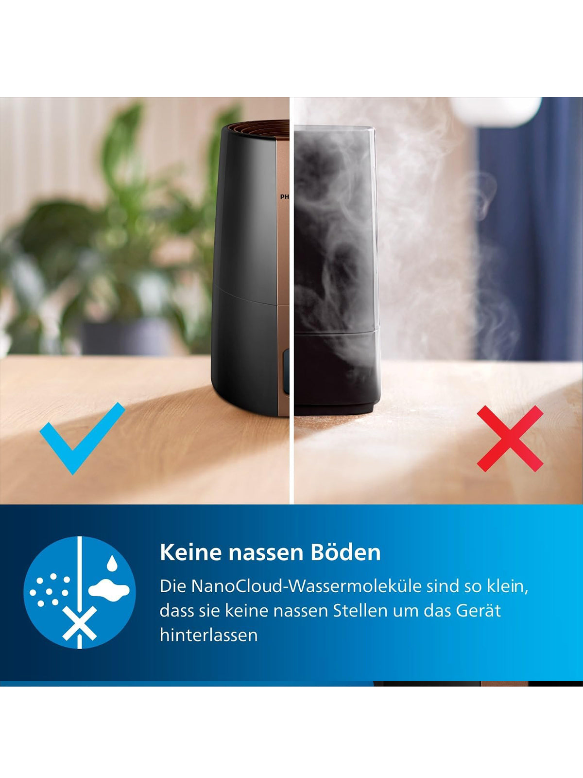 Philips Luftbefeuchter 3000 NanoCloud 99,97% weniger Bakterien 300 ml/h 3 Modi