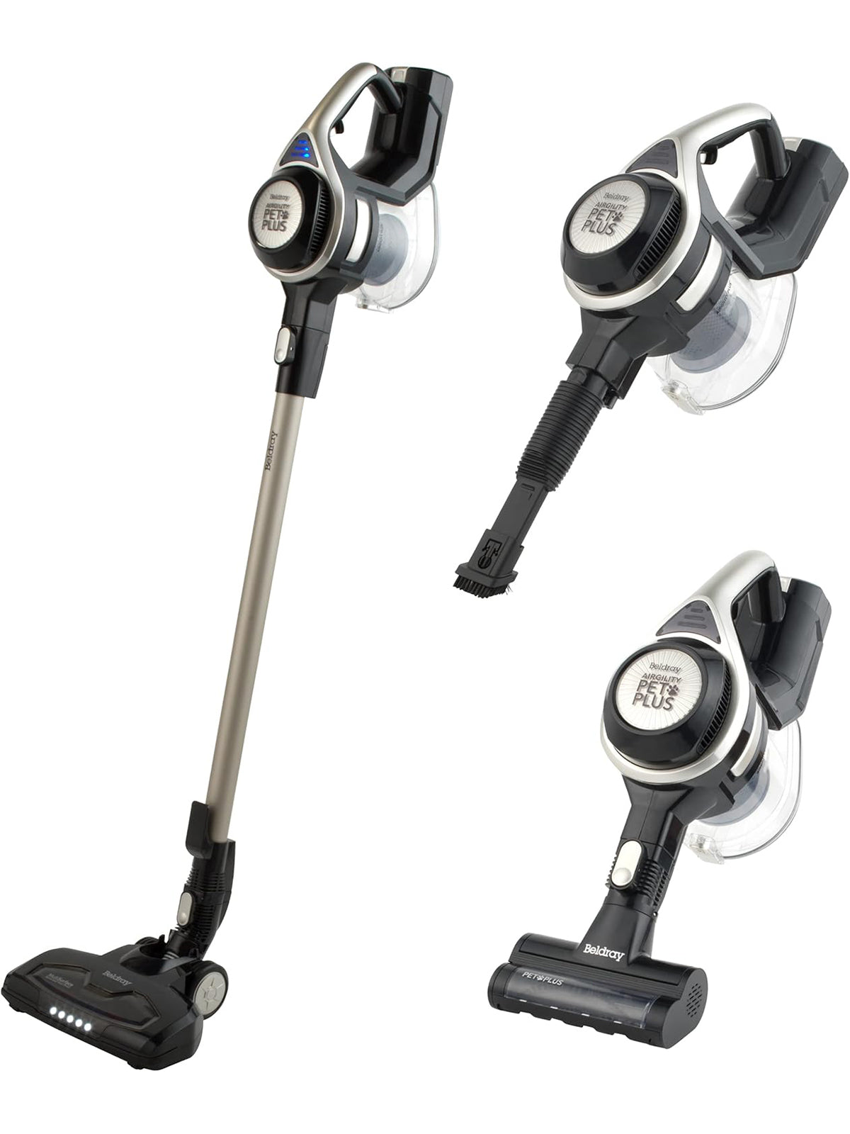Beldray Airgility+ 2in1 Akku-Staubsauger Handstaubsauger 22,2 V LED-Bodenbürste