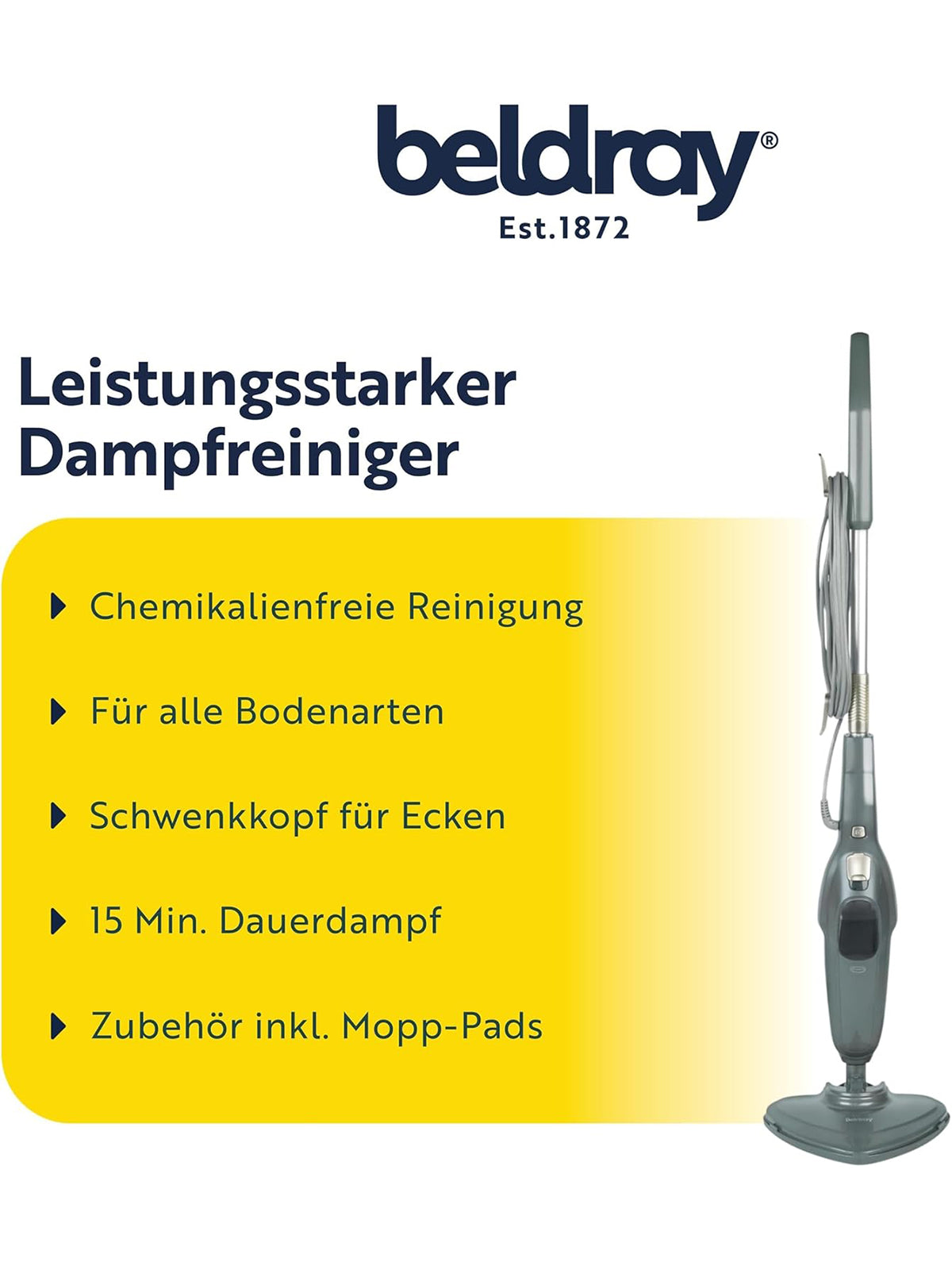 Beldray Clean & Refresh Dampfreiniger Dampfmopp Präzisionskopf 350 ml 1300W