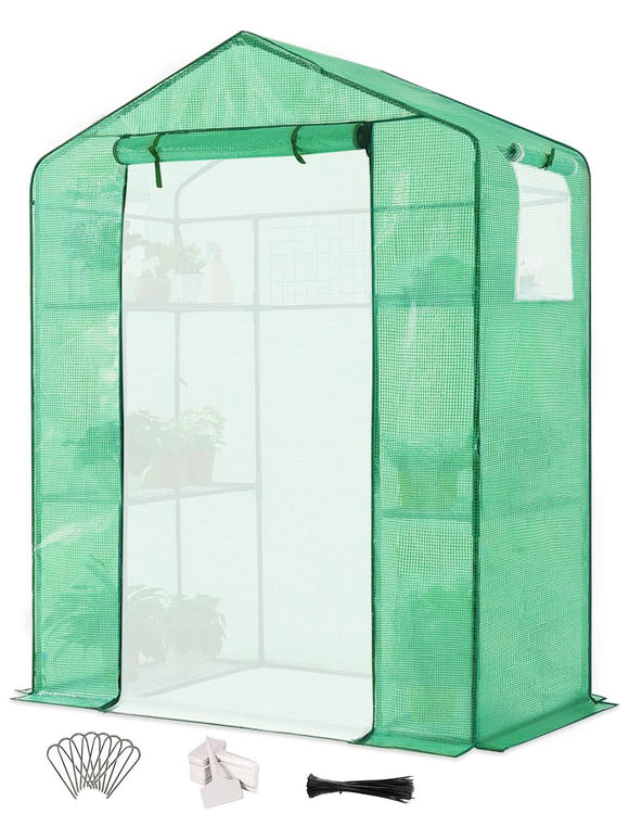 Quictent Foliengewächshaus 195 x143 x 73 cm Begehbar 6 Ablageflächen 140 g/m²