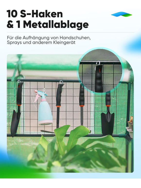 Quictent Foliengewächshaus 195 x143 x 73 cm Begehbar 6 Ablageflächen 140 g/m²