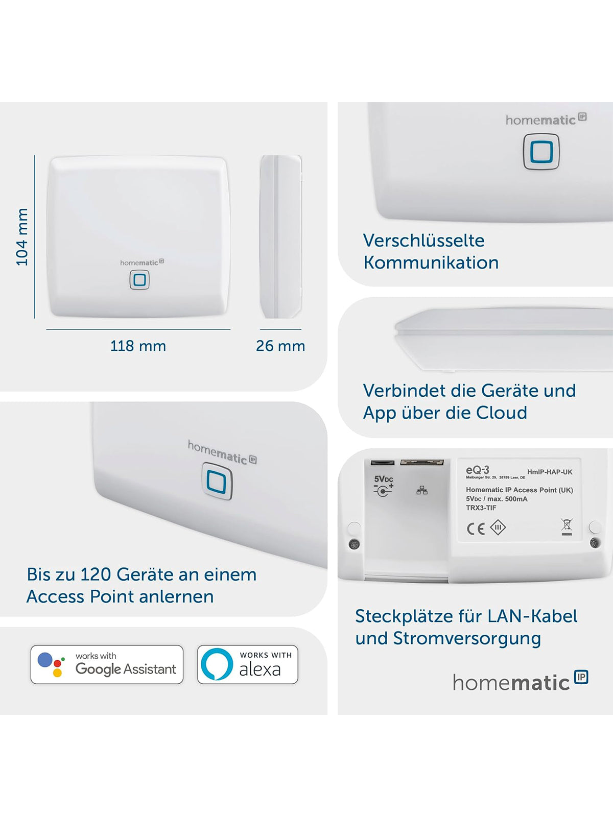Homematic IP Access Point Smart Home Gateway Alexa 140887A0 HmIP-HAP