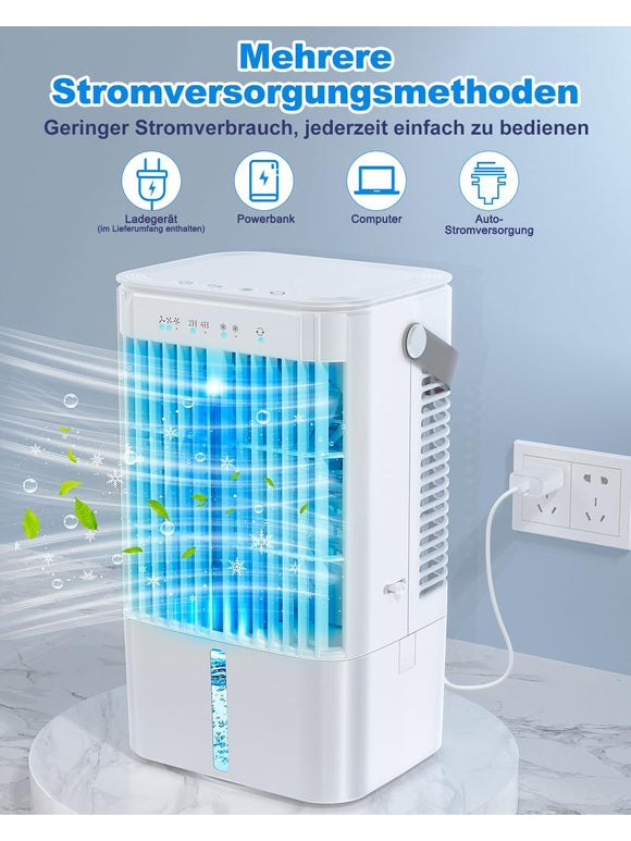Mobile Klimaanlage 4 in 1 Energiesparend Mini Luftkühler LED 1200 ml 3 Stufen