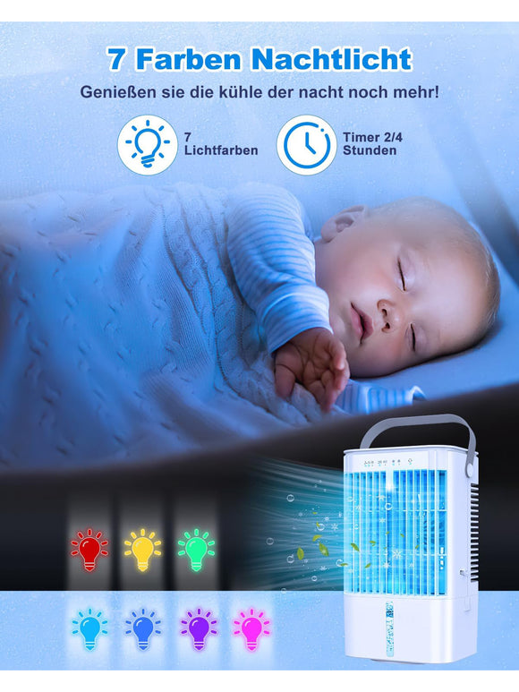 Mobile Klimaanlage 4 in 1 Energiesparend Mini Luftkühler LED 1200 ml 3 Stufen