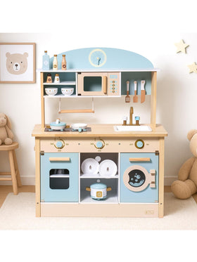 ROBUD Kinderküche Spielküchenset aus Holz für Kinder mit viel Zubehör