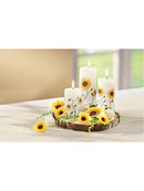 3x Kerzenset Girasole 3 Kerzen Sonnenblumen-Dekor Baumscheibe als Teller Deko-2