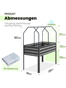 KING BIRD Hochbeet aus Metall Pflanzkasten Blumenbett Frühbeet 120x60x137 cm-5