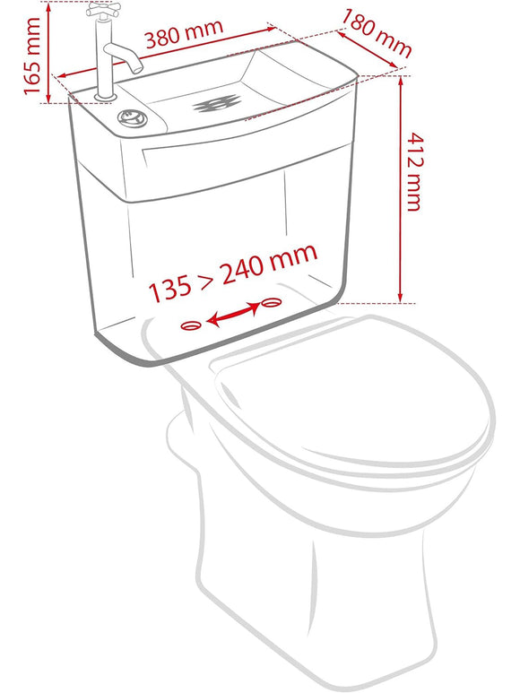 Wirquin 50720090 Iseo Spülkasten mit niedrigem Handwaschbecken
