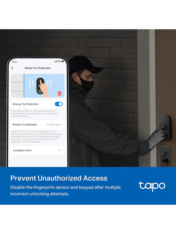 TP-Link Tapo Smart-Türschloss Riegel Schlüssellos Fingerabdruckerkennung App
