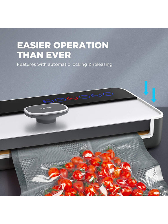 CalmDo Vakuumiergerät Vollautomatisch Vakuumierer 80Kpa mit Folienrolle CD-V001