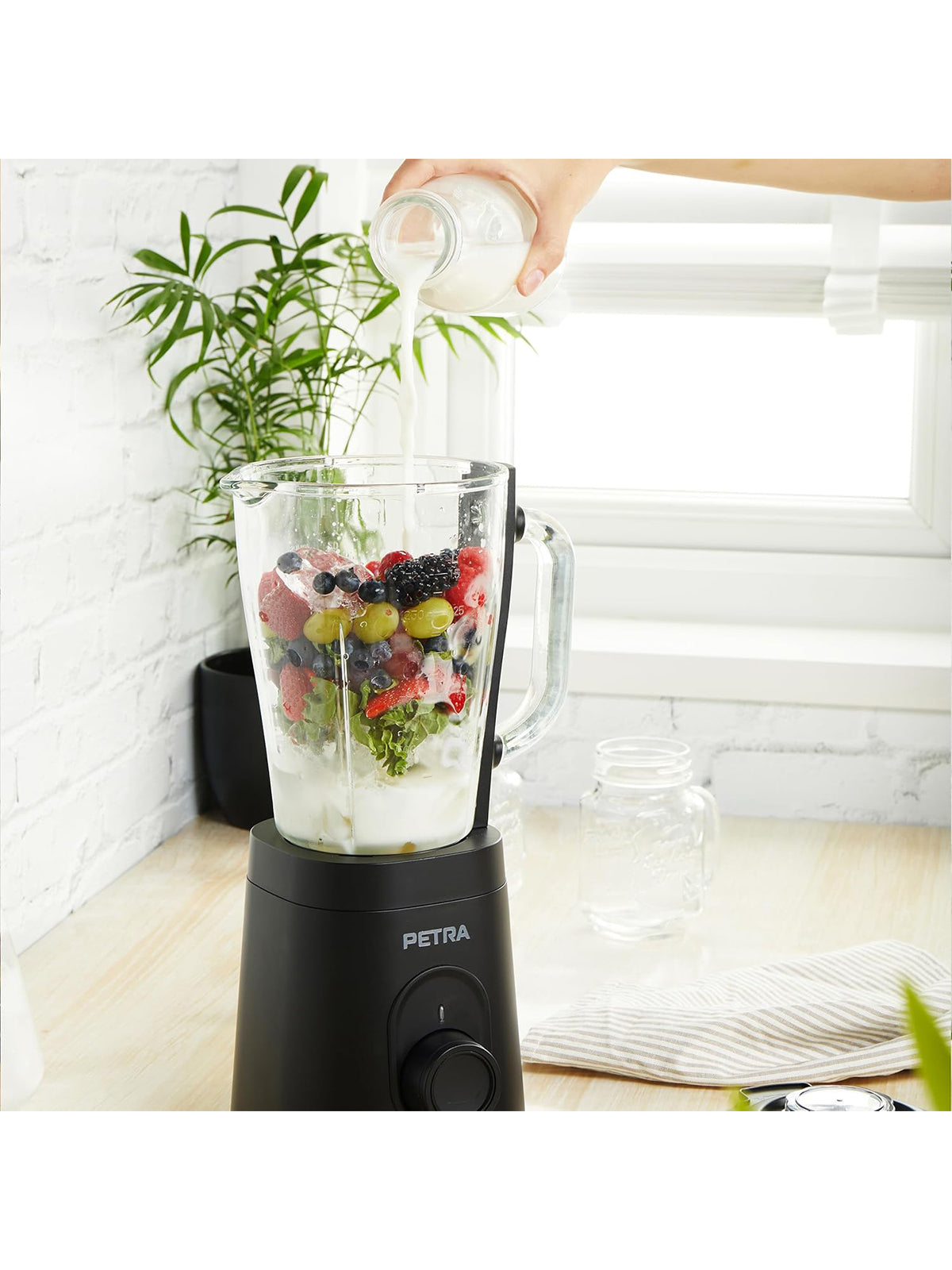 Petra Standmixer Glas 1,5L Smoothie Maker & Mixer für Küche 2 Geschwindigkeiten
