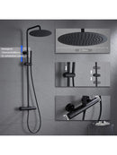 JOHO Thermostat Duschset Duschsystem mit XXL Regenduschkopf 30 cm Schwarz Rund-5