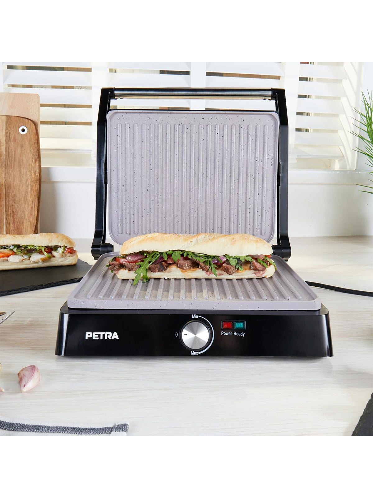 Petra XL 180° Elektrogrill und Panini-Presse Sandwichtoaster Tischgrill Antihaft