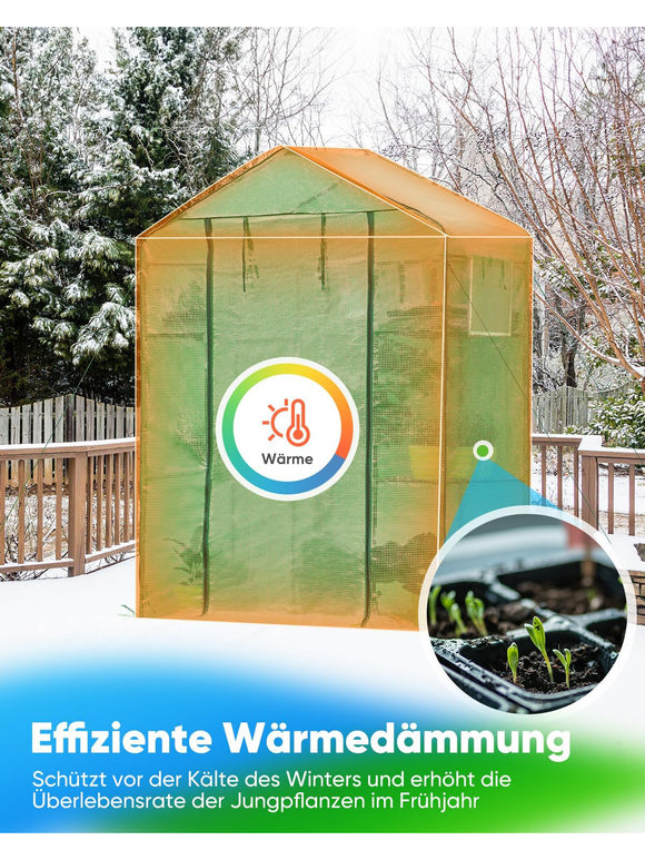 Quictent Foliengewächshaus 195 x143 x 73 cm Begehbar 6 Ablageflächen 140 g/m²