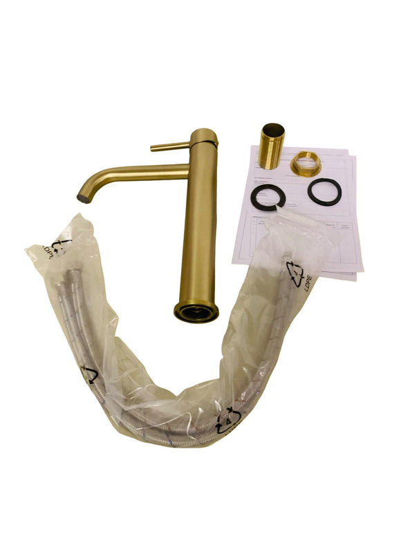 Rea Waschtischarmatur LUNGO BRUSH GOLD HAUT Wasserhahn Badarmatur aus Messing