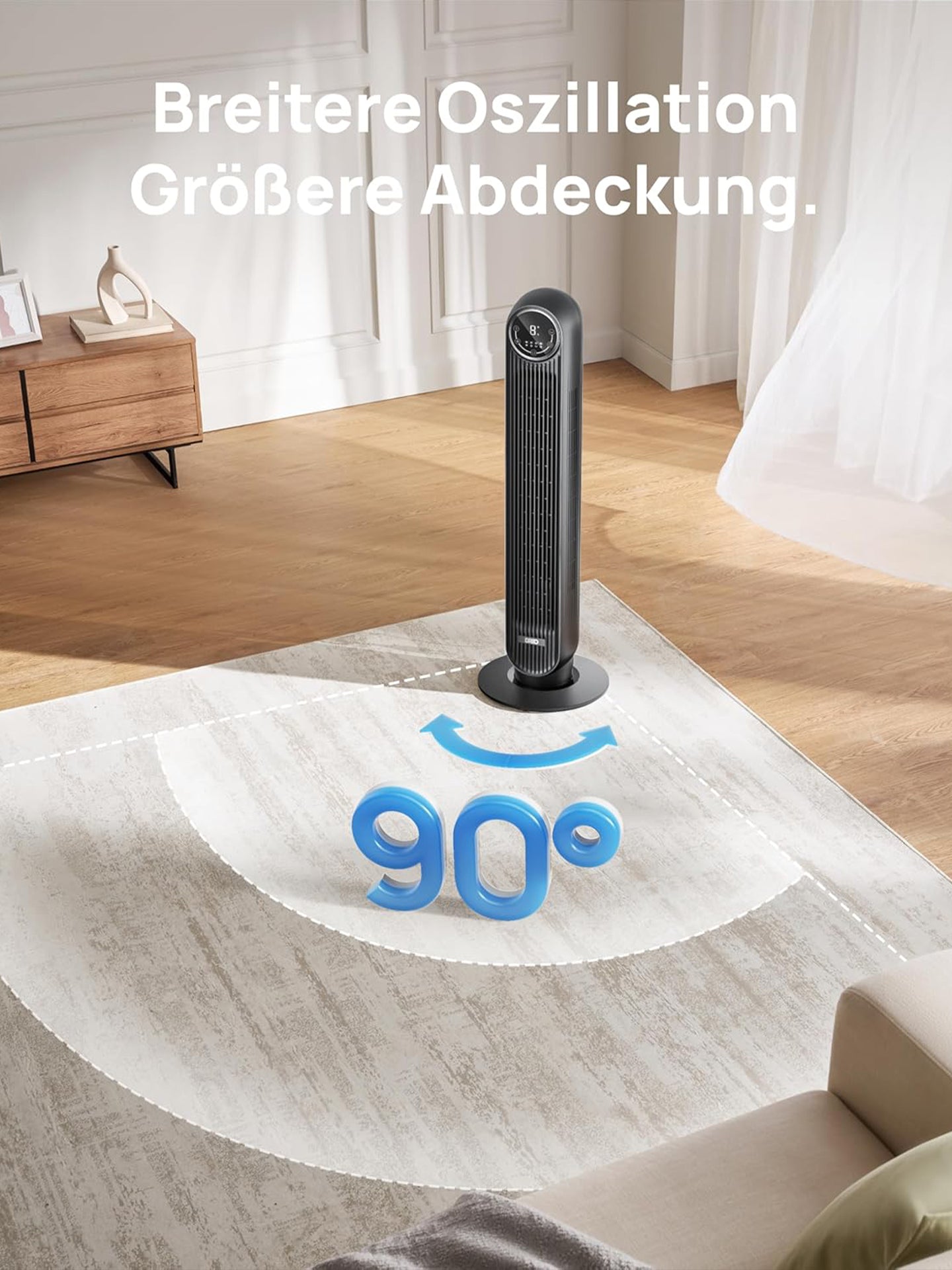 Dreo 20dB Leiser Turmventilator oszillierend mit 4 Modi Timer Fernbedienung