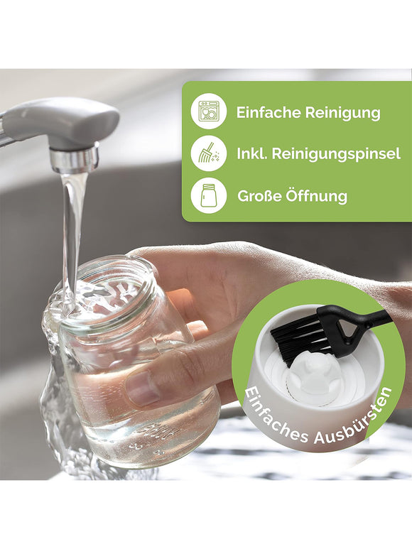 MUCOBI Salz und Pfeffermühle 2er Set mit Ständer aus Holz Keramikmahlwerk