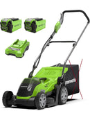 Greenworks 40V Kabelloser Akku Rasenmäher bis 400 m² mit 2x 40 V Akkus Ladegerät-1