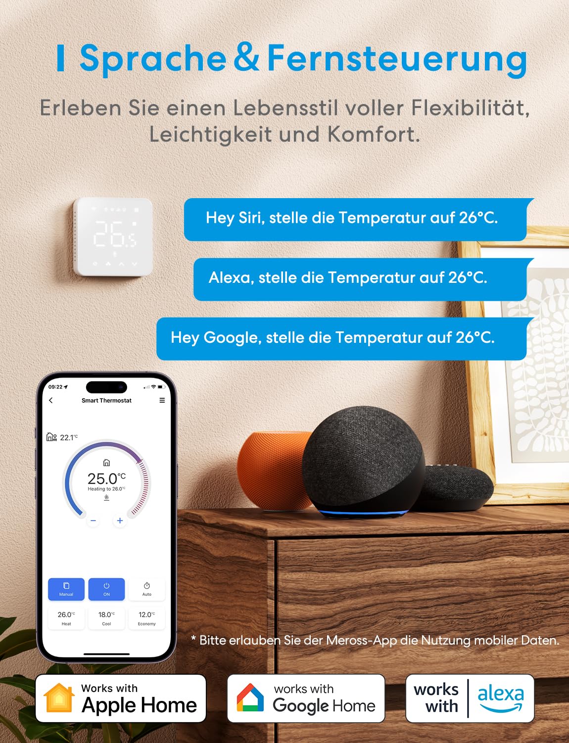 Meross Smart Boiler WLAN Heizungsthermostat MTS200 Apple Google I15214