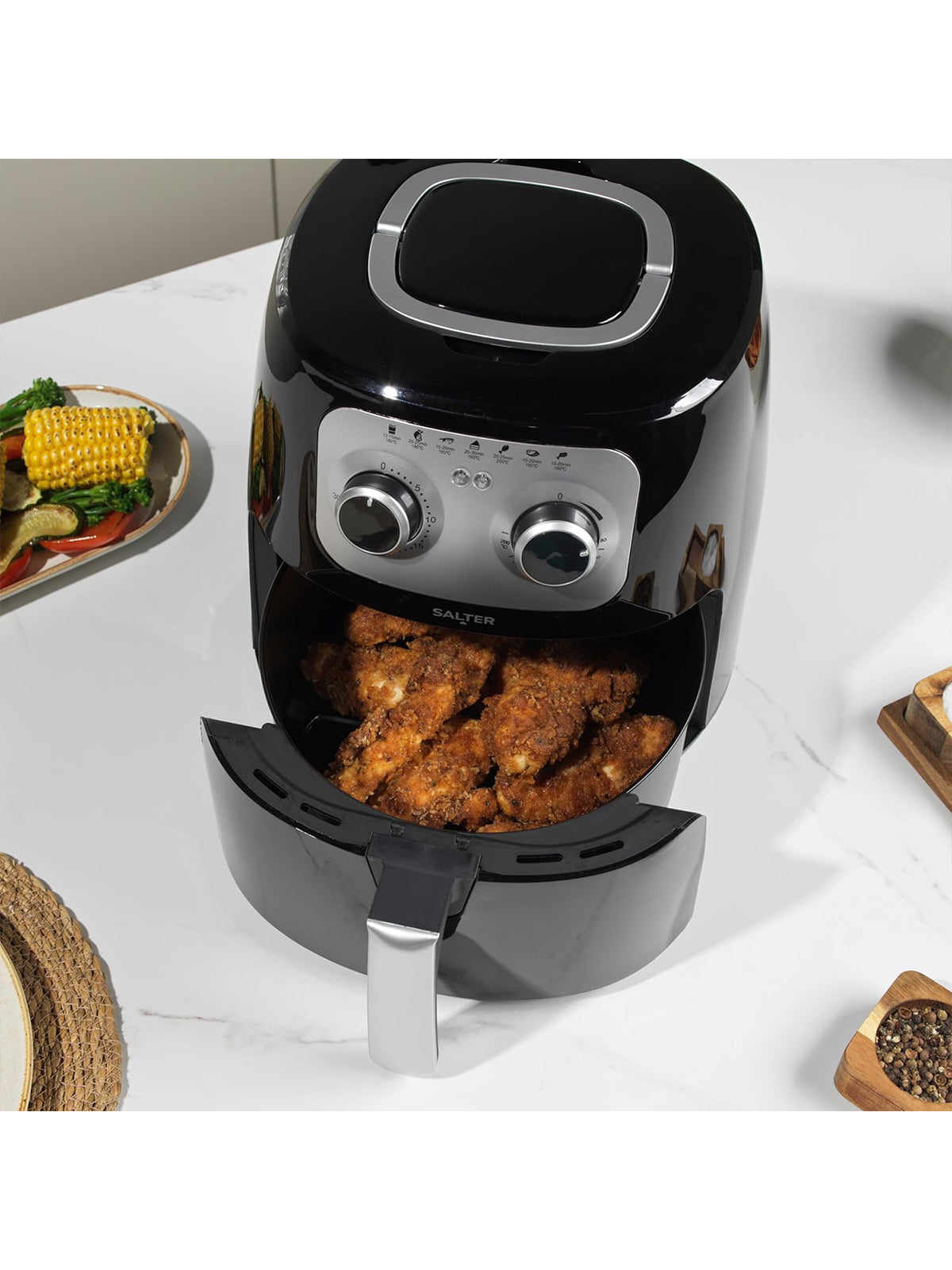 Salter Heißluftfritteuse 4,2 L Ölfreier Multikocher mit Timer Antihaft 1300 W