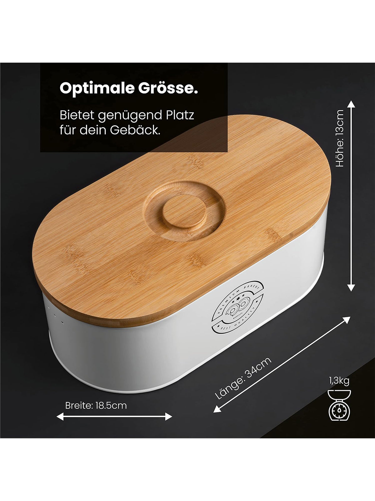 eazyum. Premium Design Brotkasten mit nachhaltigem Bambus-Deckel inkl. Brotsack