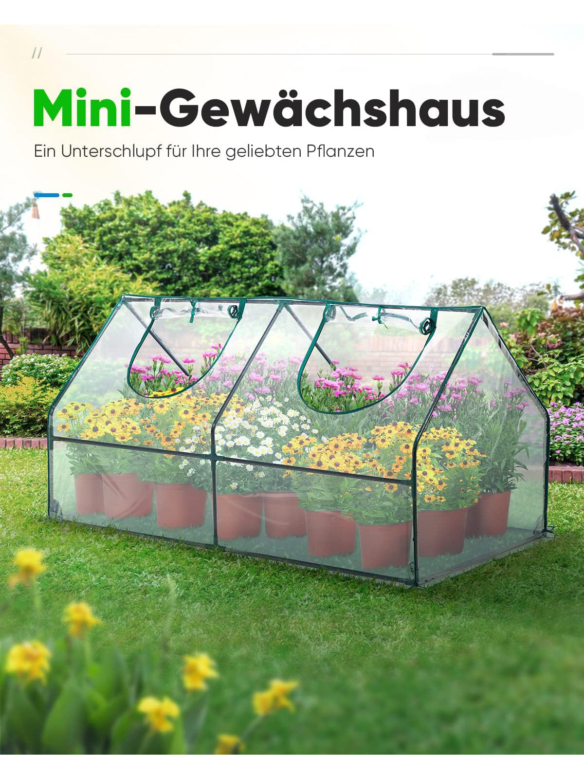 Quictent Foliengewächshaus Gewächshaus für Draußen 180x92x92 cm Reißverschluss