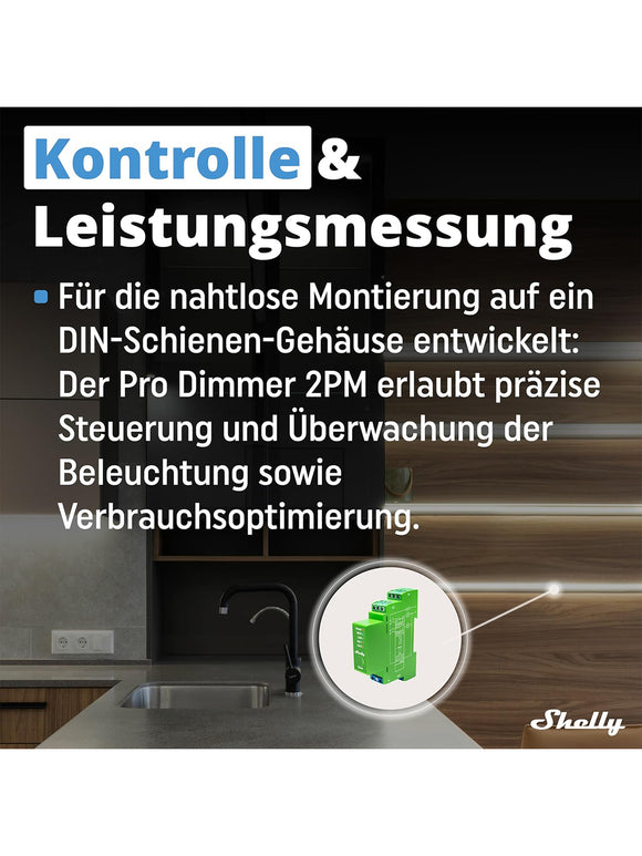 Shelly Pro Dimmer 2PM 2-Kanal-DIN-Hutschienen-Smart-Dimmer LAN, WLAN Bluetooth
