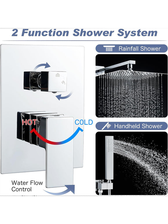 Solepearl 10 Zoll Regendusche Unterputz Duscharmatur Duschsystem Chrom 25 x 25cm