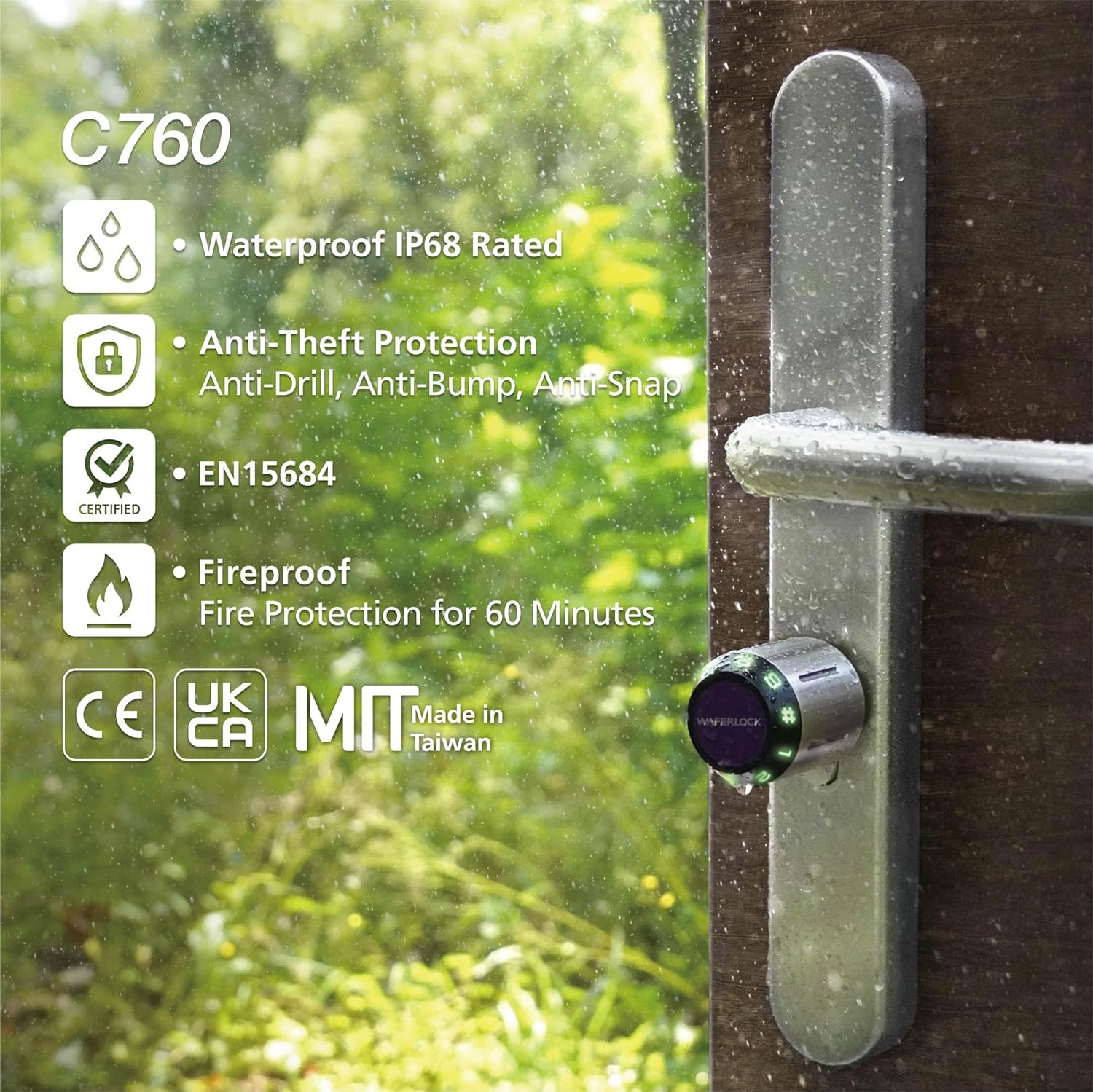 WAFERLOCK C760 Euro Schlau Zylinder Intelligentes Schloss IP68 70-85mm EN 15684