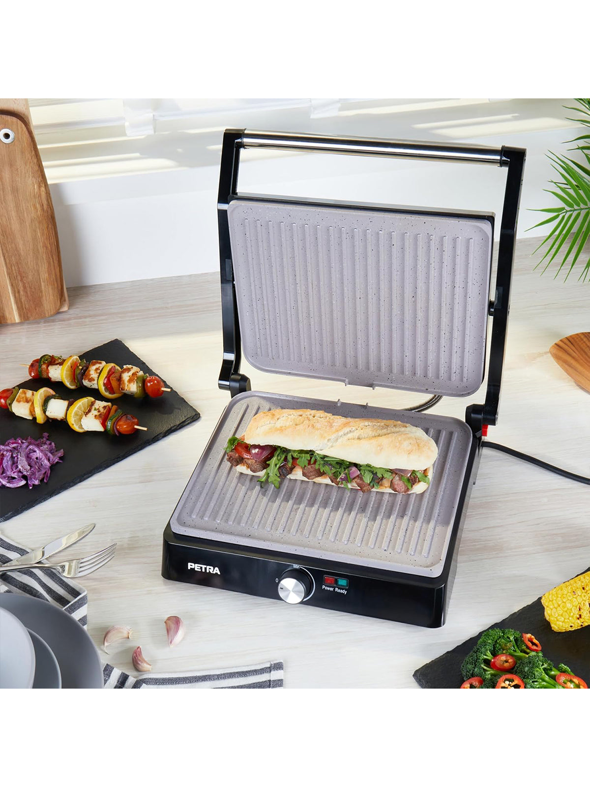 Petra XL 180° Elektrogrill und Panini-Presse Sandwichtoaster Tischgrill Antihaft