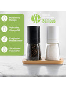 MUCOBI Salz und Pfeffermühle 2er Set mit Ständer aus Holz Keramikmahlwerk-3