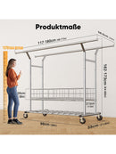 HOKEEPER Doppelter Kleiderständer auf Rollen Kleiderstange 3-in-1 bis 283 kg-8