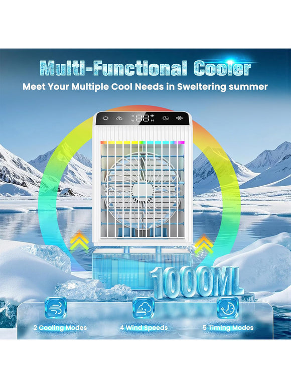 Mobile Klimaanlage 1000 ml Tank Leise Timerfunktion 4 Geschwindigkeiten LED