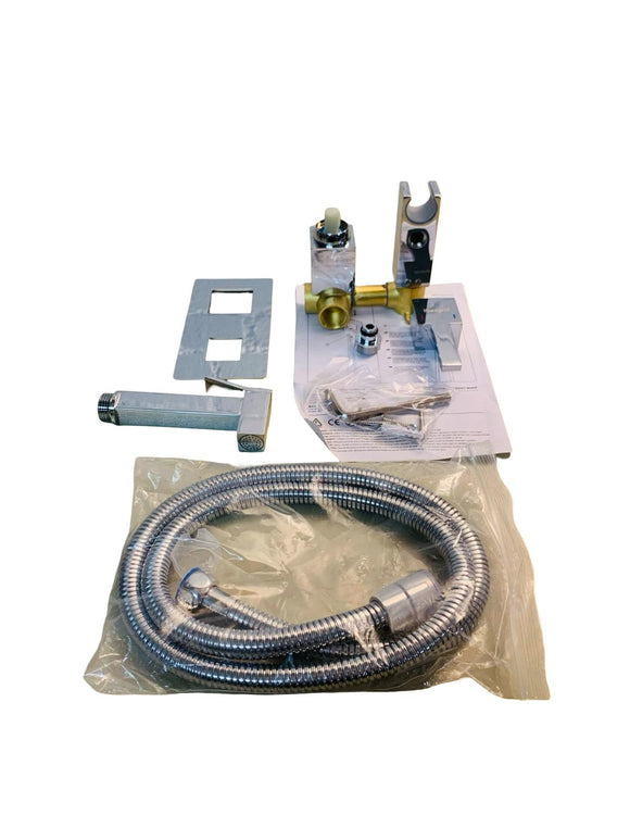 Ibergrif M22011 WC-Bidet Handbrause Set mit Dusche und Halter Unterputz Eckig