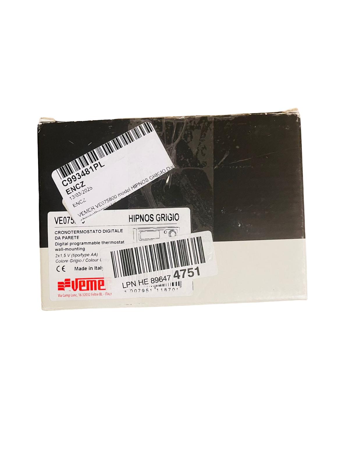 VEMER VE075800 HIPNOS Wandthermostat mit durch Steckreiter Tagesprogrammierung