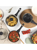 SALTER Megastone Kochtopfset 3-teilig Antihaft mit Hartglas Deckel und Dampfdüse-4