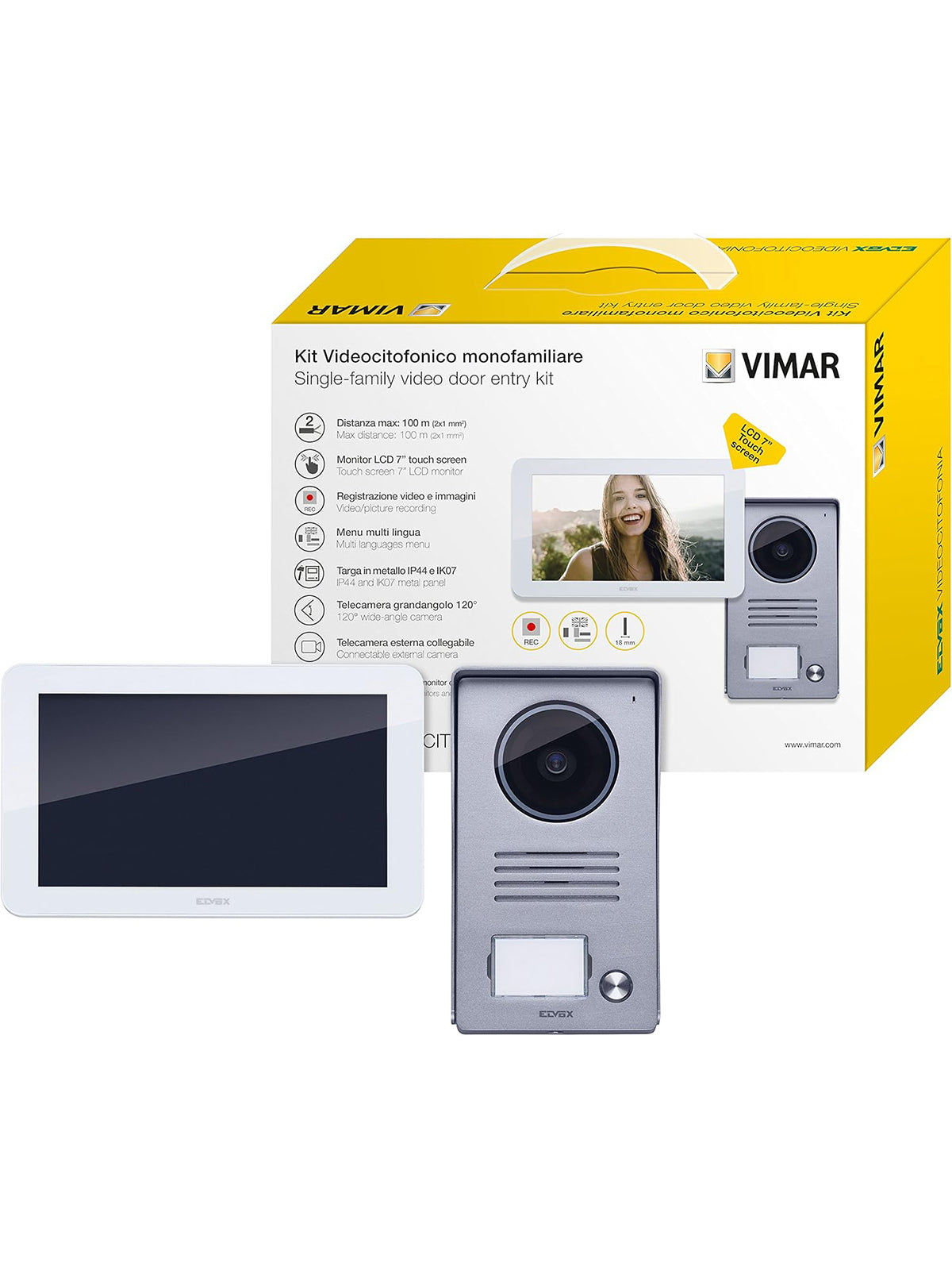 VIMAR K40915 Videosprechenalagen-Set Freisprech-Touch-Videotelefon LCD 7 Zoll
