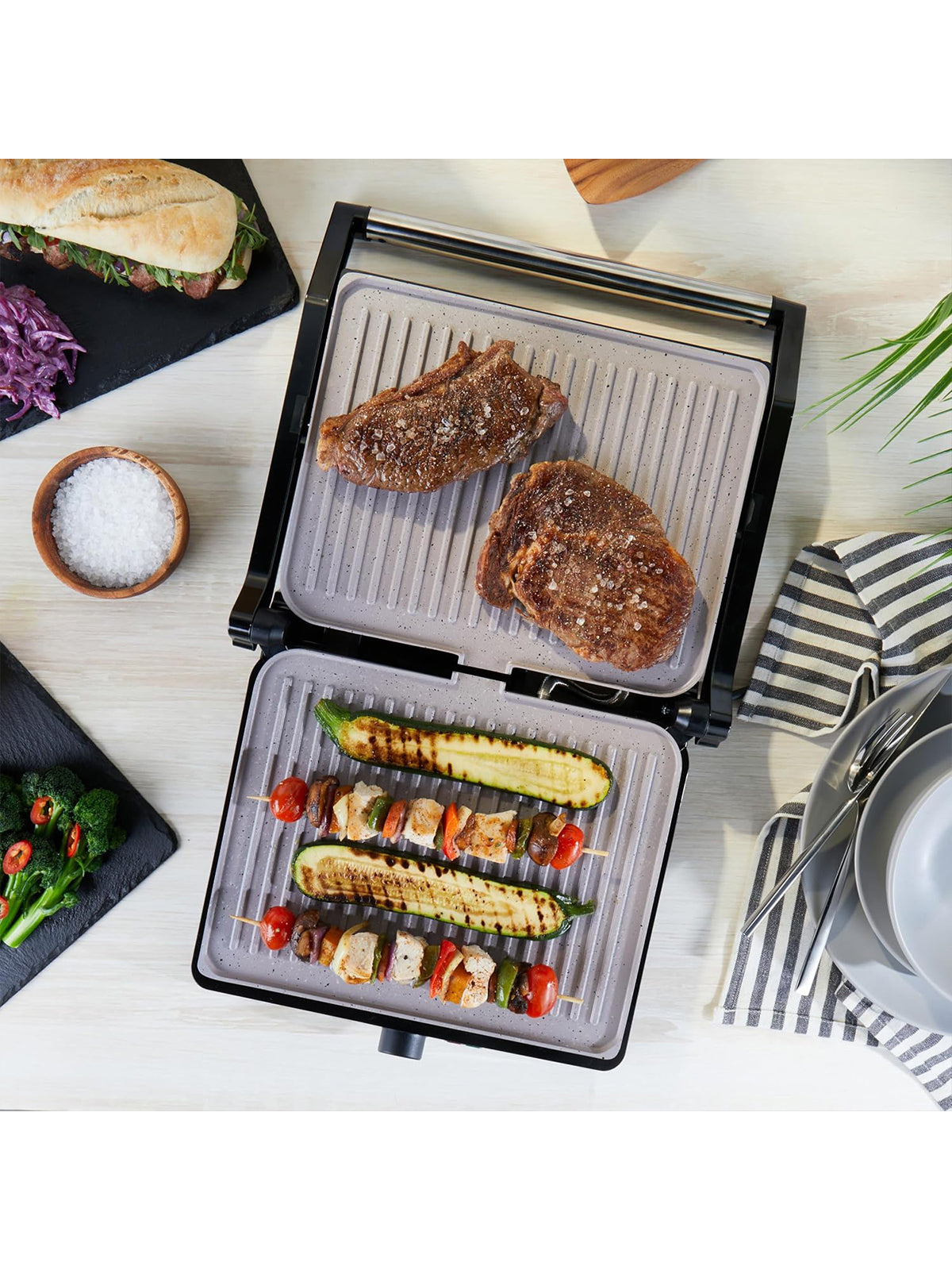 Petra XL 180° Elektrogrill und Panini-Presse Sandwichtoaster Tischgrill Antihaft