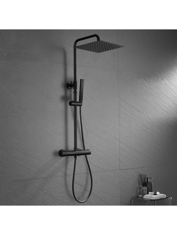 JOHO Thermostat Duschset Edelstahl Duschsystem Thermostat Kopfbrause XL 25x25 cm