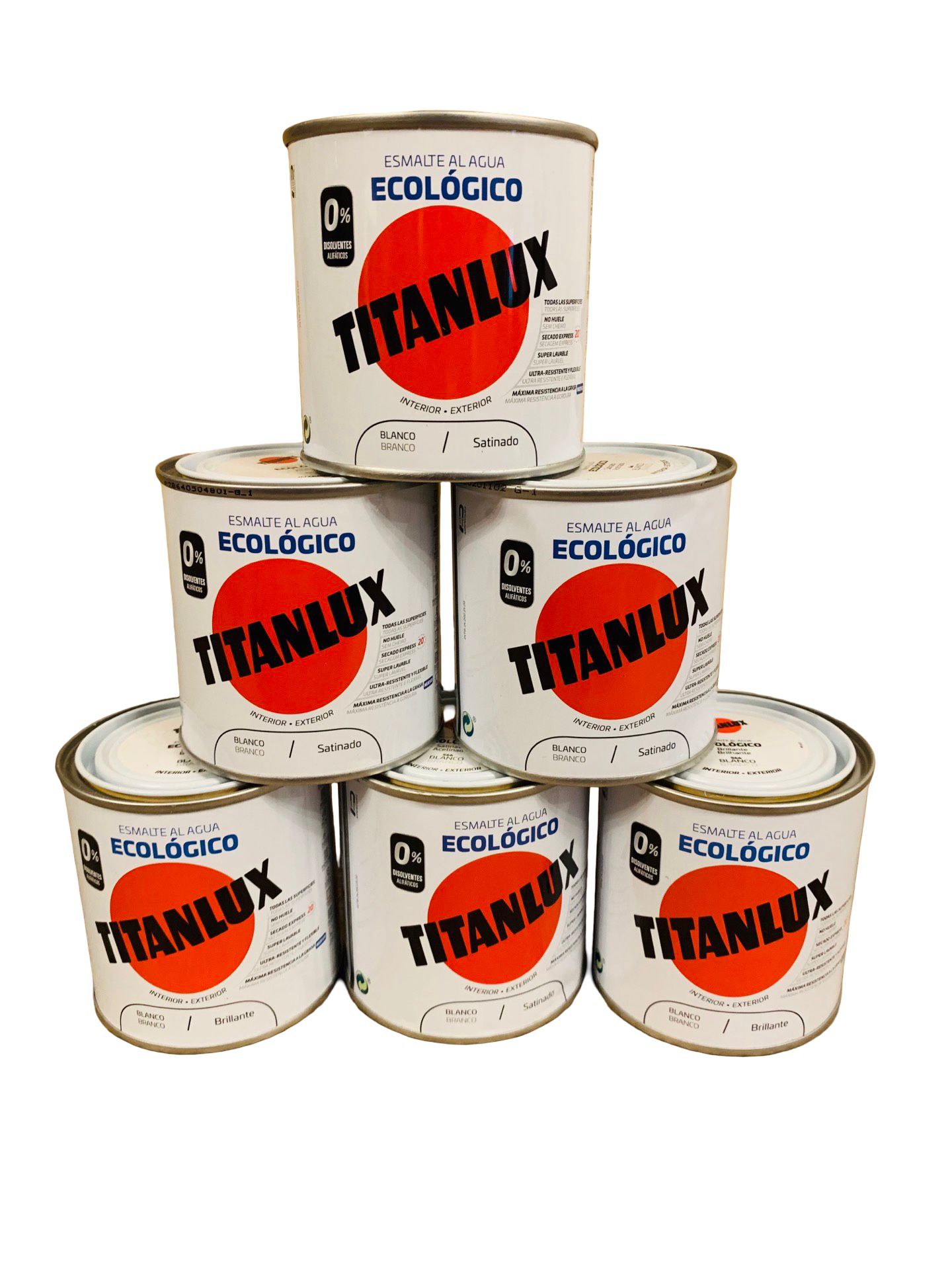6x Titanlux Ökologische Mehrflächen-Emaillelack auf Wasserbasis Glanz Weiß 250ml