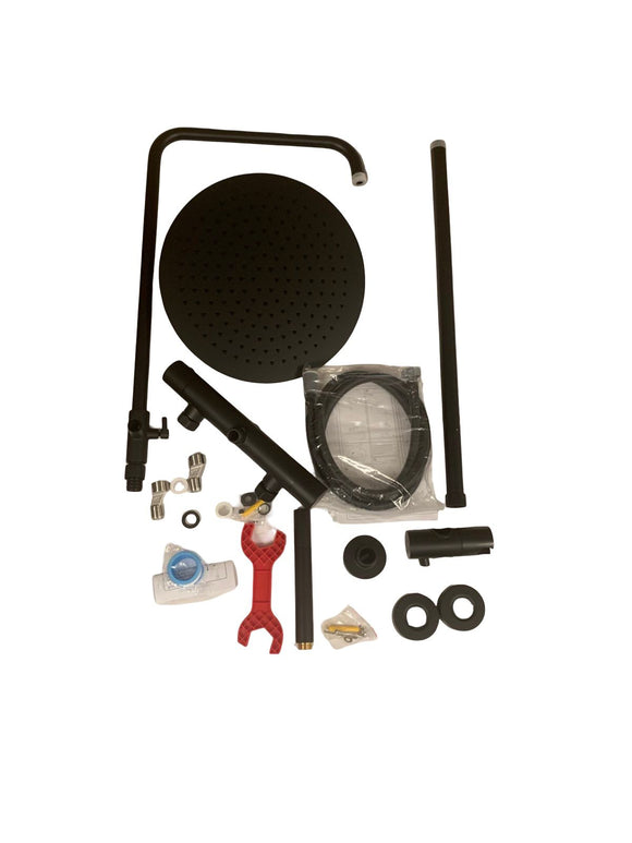 JOHO Thermostat Duschset Duschsystem mit XXL Regenduschkopf 30 cm Schwarz Rund