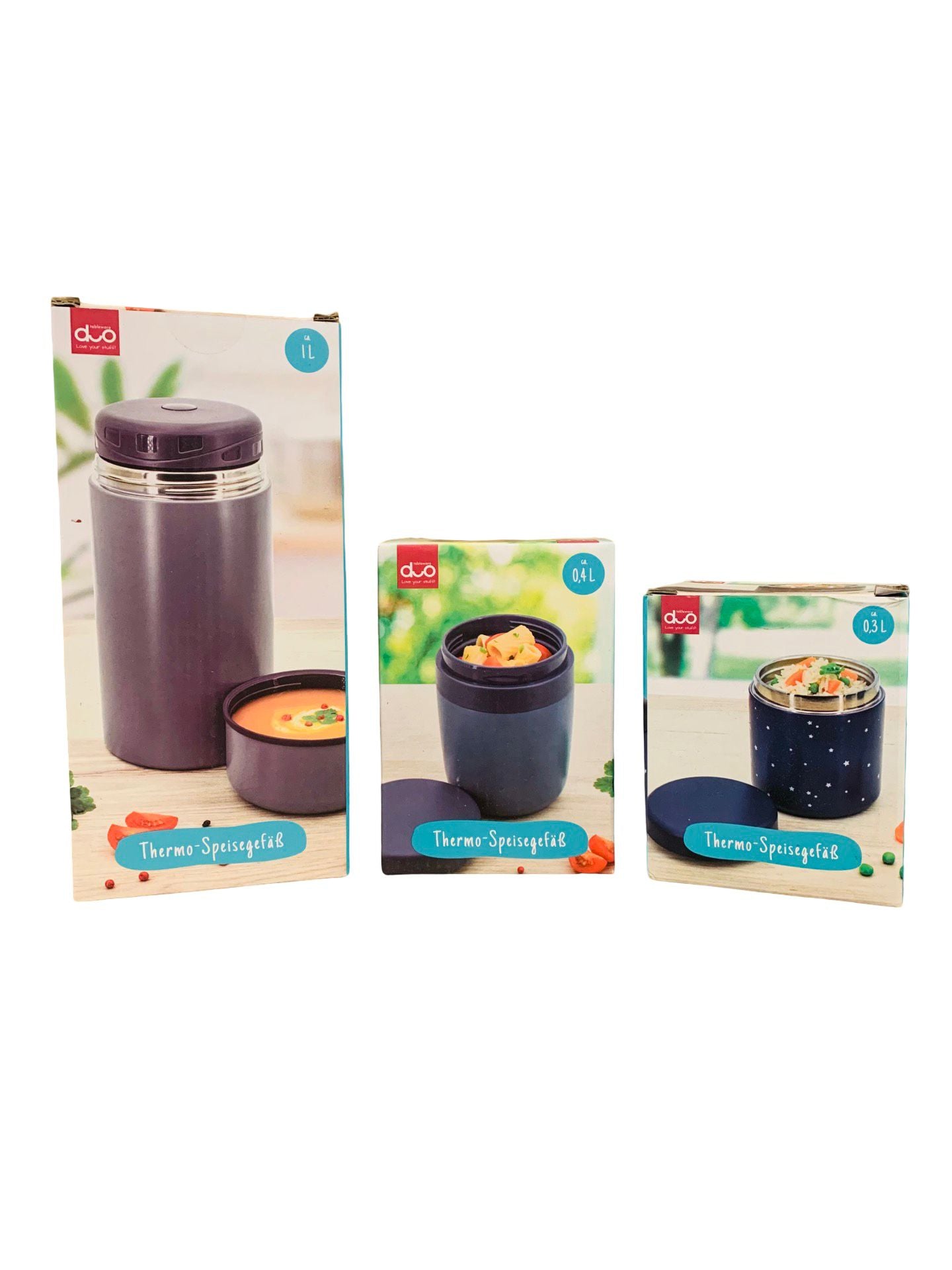Thermo-Speisegefäß Thermobehälter Set 3 Stück 1L, 0,4L und 0,3L Edelstahl NEU