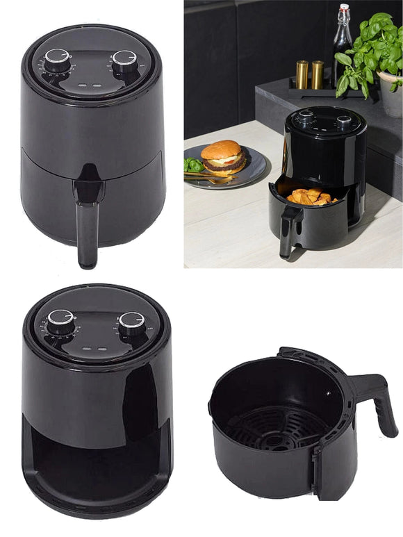 Heißluftfritteuse 1,8L Fritteuse Air Fryer Backofen mit Timer Ölfrei Schwarz