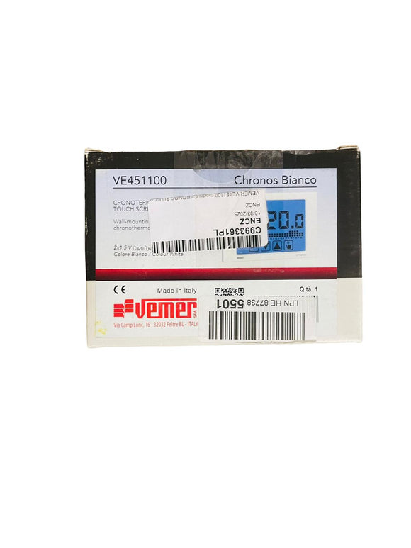 VEMER VE451100 Chronos Digital Heizungsthermostat Touchscreen-LCD-Anzeige Weiß