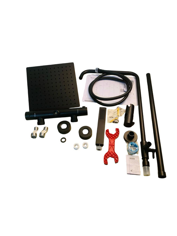 JOHO Thermostat Duschset Edelstahl Duschsystem Thermostat Kopfbrause XL 25x25 cm