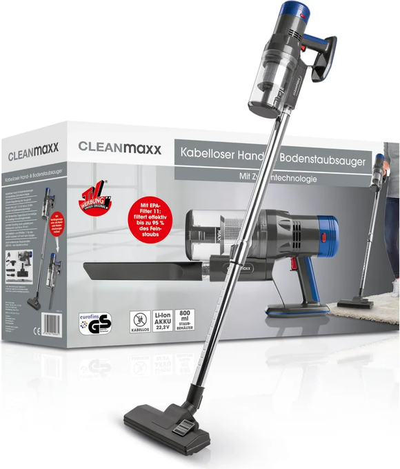 CLEANmaxx 2in1 Akku-Staubsauger Beutellos Kabellos Zyklon Handsauger Auto Tragbar